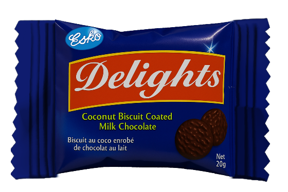 Esko Delights Coconut Biscuit Coated with Milk Chocolate – 20 g  (to add variables for 130g)